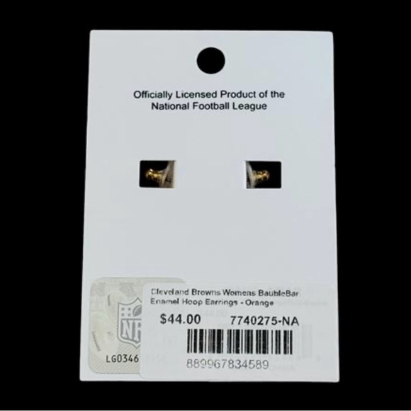 New! WEAR by Erin Andrew x Baublebar CLEVELAND BROWNS NFL Gold Hoop Earrings - Picture 3 of 3